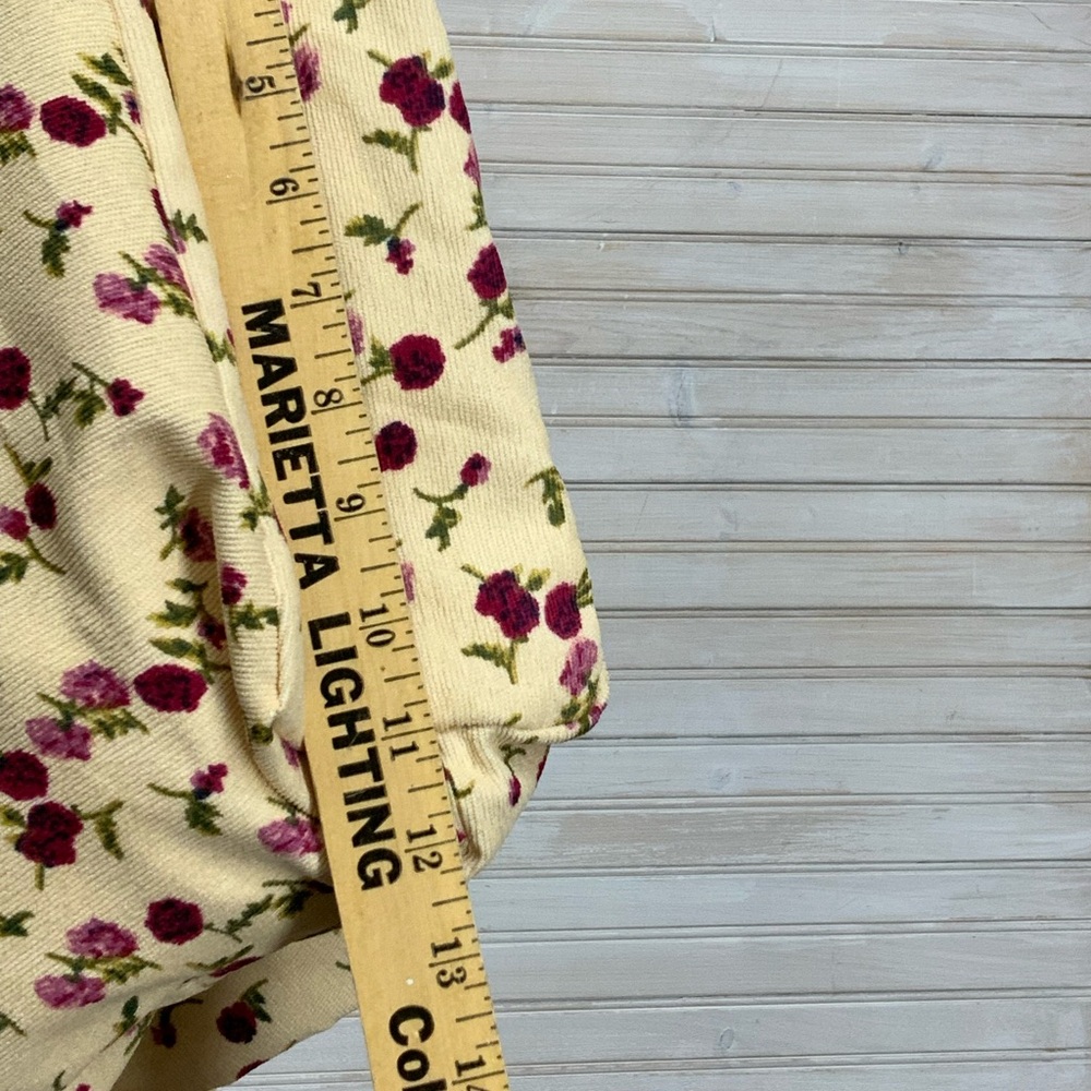 Lightweight Creamy Gold & Pink Floral Corduroy Tote Bag - Picture 8 of 10